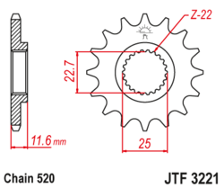 Zębatka przód 12Z JTF3221.12 Polaris Magnum 425 Trail Boss 250 Xplorer 300