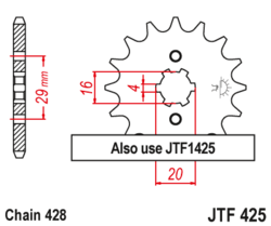 Zębatka przód 15Z JTF425.15 Suzuki GP 100 125 RV 125 TS 125