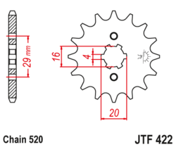 Zębatka przód 14Z JTF422.14 Suzuki GT 185 74-78