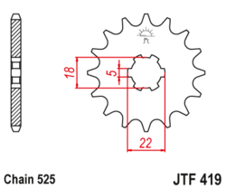 Zębatka przód 15Z JTF419.15 Suzuki TS 250 73-81