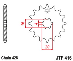 Zębatka przód 13Z JTF416.13 Suzuki GT 125 RM 85 Yamaha YZ 80