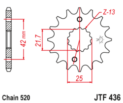 Zębatka przód 16Z JTF436.16 Suzuki GS 500 89-93 XT 500 76-89