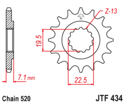 Zębatka przód 16Z JTF434.16 Suzuki DR 400 80-81 GN 400 80-82