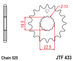 Zębatka przód 15Z JTF433.15 Suzuki GSX 400 92-93 TS 250 73-78