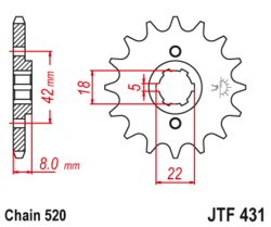 Zębatka przód 15Z JTF431.15 Suzuki PE 400 80-81