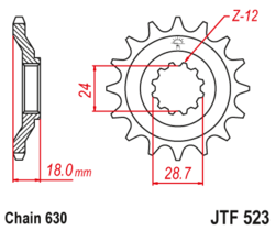 Zębatka przód 15Z JTF523.15 Kawasaki GPZ 1100 83-85