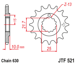 Zębatka przód 15Z JTF521.15 Kawasaki Z 1000 77-80