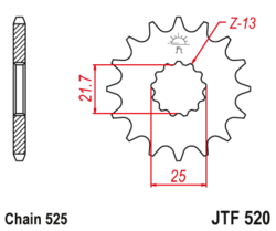 Zębatka przód 17Z JTF520.17 Suzuki DL 1000 GSR 750 GSX-R 750