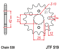 Zębatka przód 17Z JTF519.17 Kawasaki VN 800 96-06