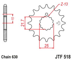 Zębatka przód 15Z JTF518.15 Suzuki GS 750 1000 GSX 750 1100