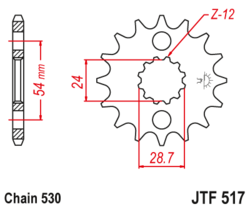 Zębatka przód 18Z JTF517.18 Kawasaki ZX-12R (ZX 1200) 00-05