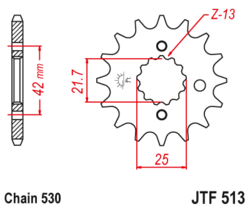 Zębatka przód 16Z JTF513.16 Kawasaki GPZ 550 Z 550 650 750 Yamaha SR 500