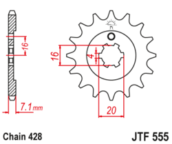 Zębatka przód 15Z JTF555.15 Yamaha XT 225 Serow 97-07