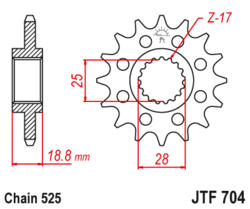 Zębatka przód 15Z JTF704.15 Aprilia Tuono V4 1100 15-16