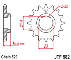 Zębatka przód 16Z JTF582.16 Yamaha XJ 600 92-03