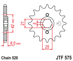 Zębatka przód 15Z JTF575.15 Yamaha SRX 600 XT 550 600