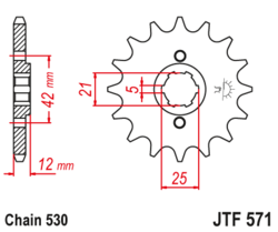 Zębatka przód 16Z JTF571.16 Yamaha FZ 600 XJ 550 600 XS 400 YX 600