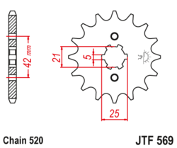 Zębatka przód 16Z JTF569.16 Yamaha SR 250 XV 250 DT 250