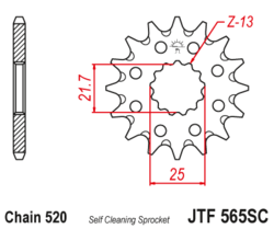 Zębatka przód 14Z JTF565.14SC Kawasaki KLX 300 KX 250 Yamaha WR 400 426