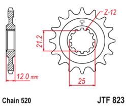 Zębatka przód 12Z JTF823.12 Husqvarna CR 125 240 WR 125