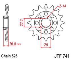 Zębatka przód 14Z JTF741.14 Ducati 749 03-07