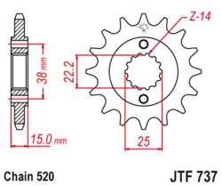 Zębatka przód 15Z JTF737.15 Ducati 907 90-93