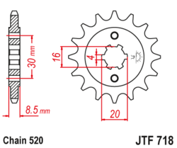 Zębatka przód 13Z JTF718.13 Cagiva WMX 250 86-88 Husqvarna WR 240 90-91