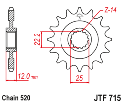 Zębatka przód 13Z JTF715.13 Gas-Gas EC 200 250 300 MC 250 SM 450 515