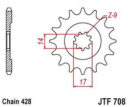 Zębatka przód 15Z JTF708.15 Cagiva W4 50 91-95