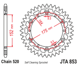 Zębatka tylna aluminiowa 50Z JTA853.50 Yamaha IT 250 TT 350 YZ 125 490