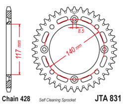 Zębatka tylna aluminiowa 46Z JTA831.46 Yamaha YZ 80 84-92