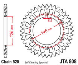 Zębatka tylna aluminiowa 51Z JTA808.51 Suzuki RM 125 RMX 450