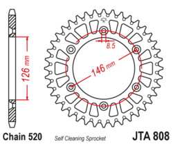 Zębatka tylna aluminiowa 49Z JTA808.49 Suzuki RM 125 250 RM-Z 250
