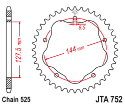 Zębatka tylna aluminiowa 42Z JTA752.42 Ducati Monster 996 Streetfighter 848