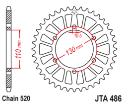 Zębatka tylna aluminiowa 43Z JTA486.43 Kawasaki EX 250 Suzuki GSX-R 600 750