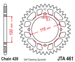 Zębatka tylna aluminiowa 54Z JTA461.54 Kawasaki  KX 80 86-96 KX 100 91-97