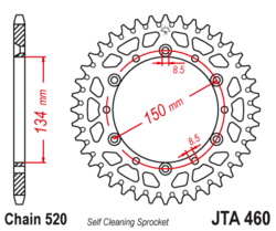 Zębatka tylna aluminiowa 52Z JTA460.52 Kawasaki KDX 175 80-82 KX 125 80