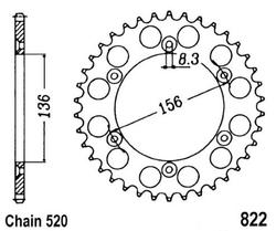 Zębatka tylna aluminiowa Yamaha YZ 80 84-92