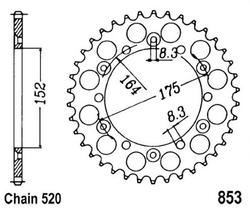 Zębatka tylna aluminiowa Yamaha YZ 125 81-98 YZ 250 81-98