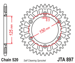 Zębatka tylna aluminiowa 50Z JTA897.50 Husaberg TE 125 250 KTM EXC 125