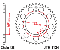 Zębatka tylna 48Z JTR1134.48 Rieju Tango 125 MRX 125 SMX 125 Yamaha XT 125