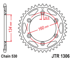 Zębatka tylna 42Z JTR1306.42 Honda CBR 1000 06-16 CBR 900 00-01