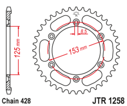 Zębatka tylna 54Z JTR1258.54 Honda XR 125 03-08