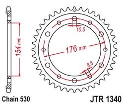 Zębatka tylna 44Z JTR1340.44 Honda CB 1000 09-16