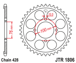 Zębatka tylna 56Z JTR1806.56 Suzuki VL 125 Intruder 00-08