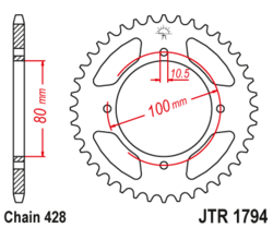 Zębatka tylna 45Z JTR1794.45 Suzuki GZ 125 Marauder 98-09