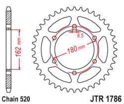 Zębatka tylna 52Z JTR1786.52 Suzuki PE 250 80-82