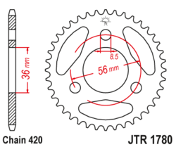 Zębatka tylna 28Z JTR1780.28 Kawasaki KDX 50 03-06 Suzuki JR 50 78-07