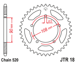 Zębatka tylna 43Z JTR18.43 MZ MUZ Skorpion 660 Tour Traveller 94-02