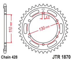 Zębatka tylna 44Z JTR1870.44 Yamaha YBR 250 07-10